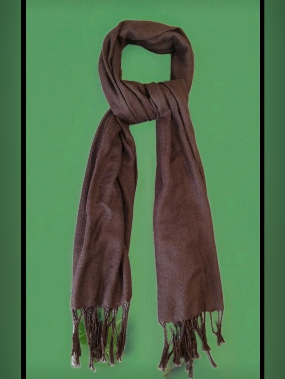 Brown Scarf Large with  Tassles 28"W X 66" Length